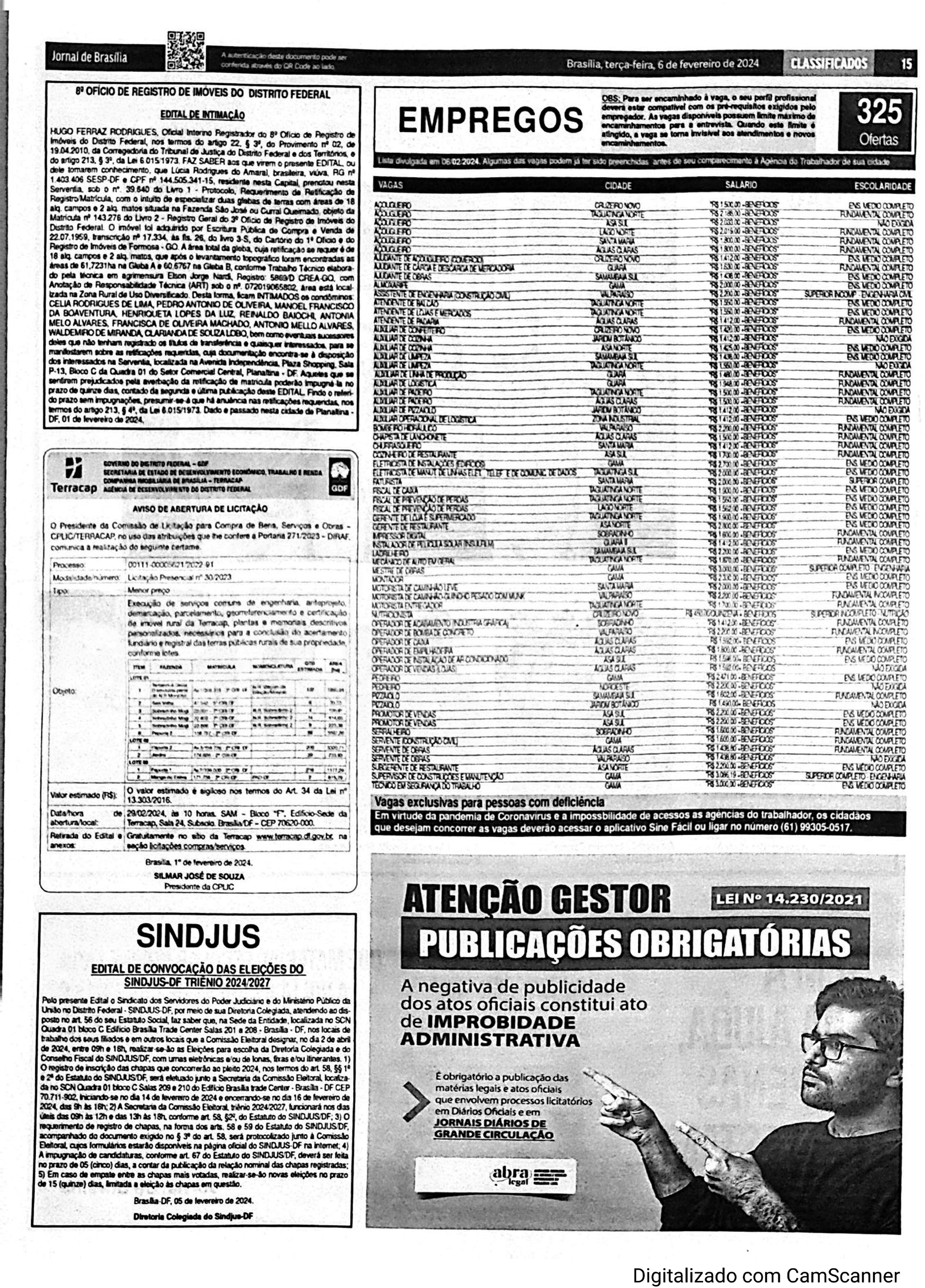 Edital de Convocação das Eleições do Sindjus-DF Triênio 2024/2027